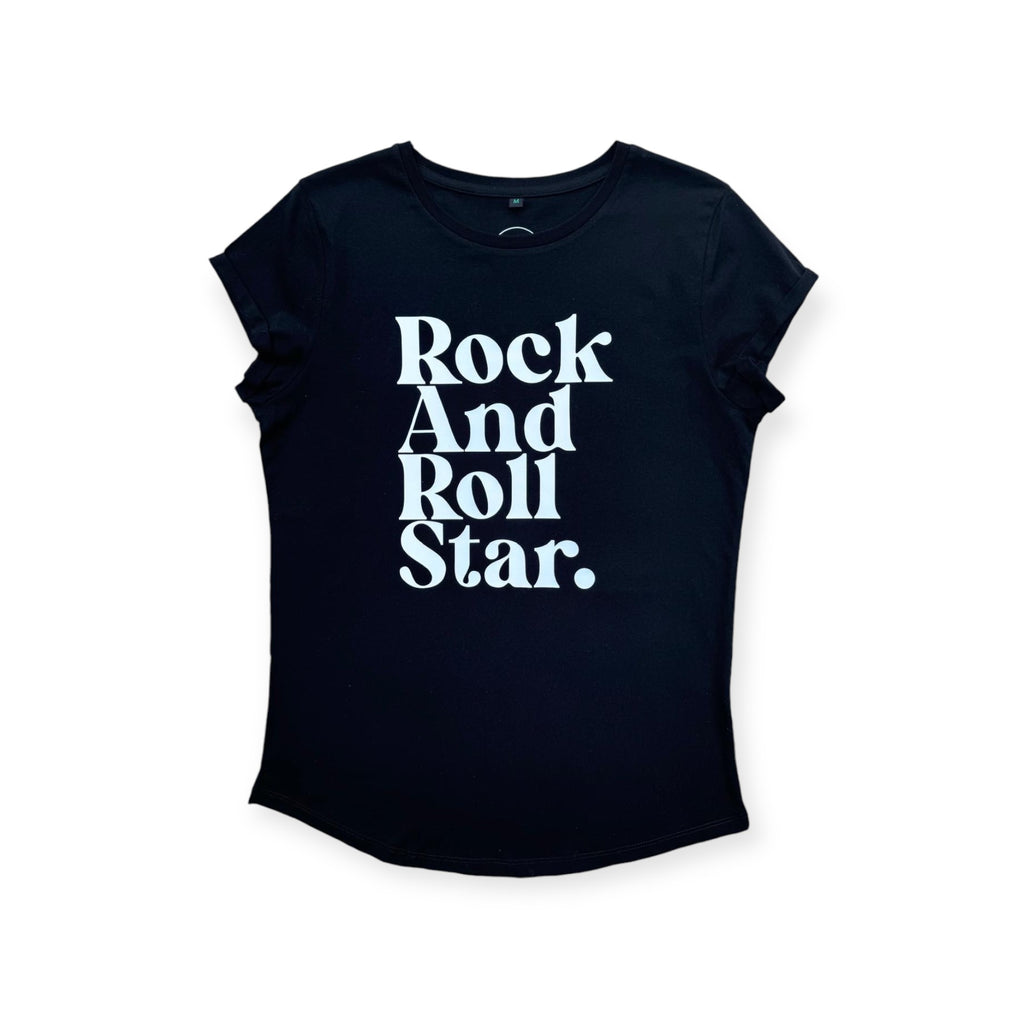 The Black and White Rock and Roll Star Ladies T-Shirt