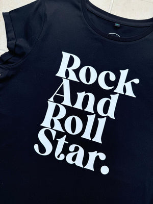 The Black and White Rock and Roll Star Ladies T-Shirt