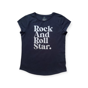 The Black and Silver Rock and Roll Star Ladies T-Shirt