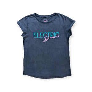 The Electric Dreams Ladies Vintage Style Washed Black T-Shirt