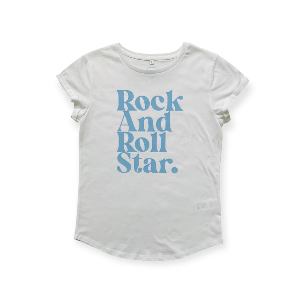 The White and Blue Rock and Roll Star Ladies T-Shirt