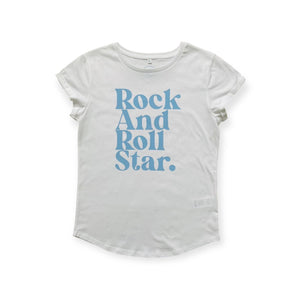The White and Blue Rock and Roll Star Ladies T-Shirt