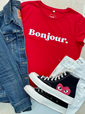 The Red Bonjour Ladies T-Shirt
