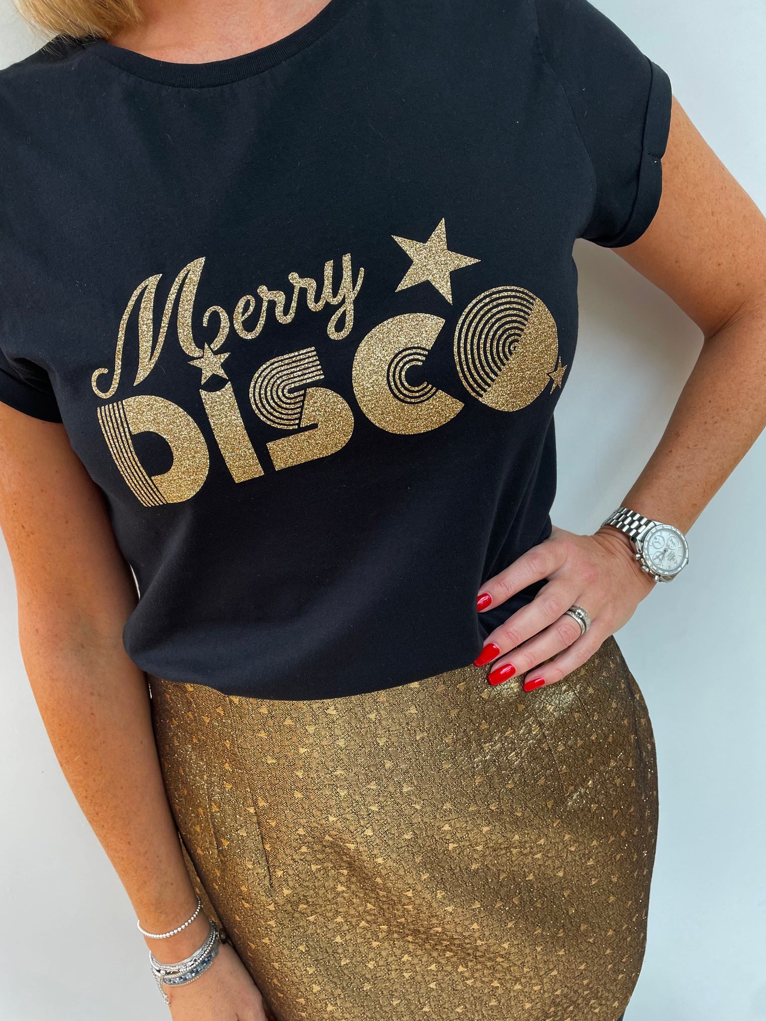 The Black and Sparkly Gold Christmas T-Shirt