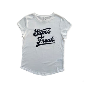 The White and Black Sparkly Super Freak T-Shirt