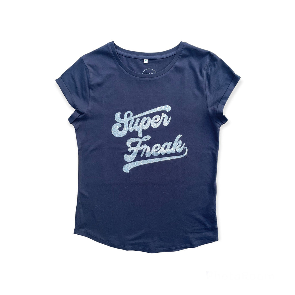The Navy and Silver Sparkly Super Freak T-Shirt